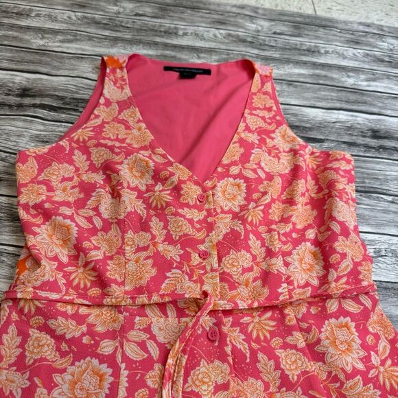 French Connection Women's Cossette Vero Crepe Midi Dress 6 Pink Orange White - Picture 5 of 15